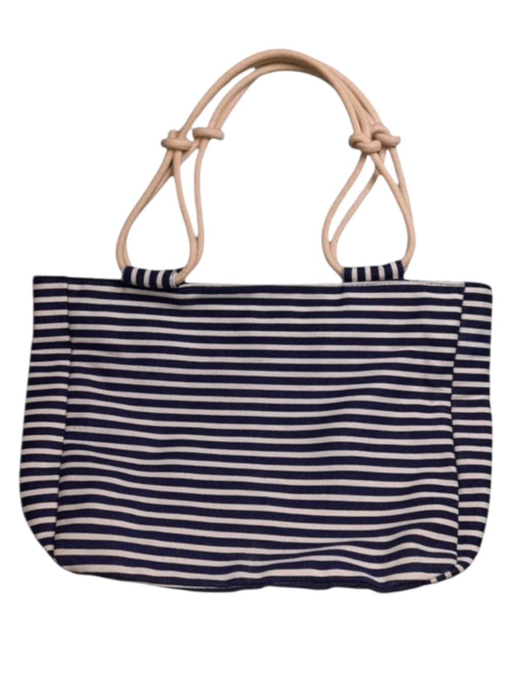 Nautical Rope Handle Navy Stripe Canvas Maxi Tote